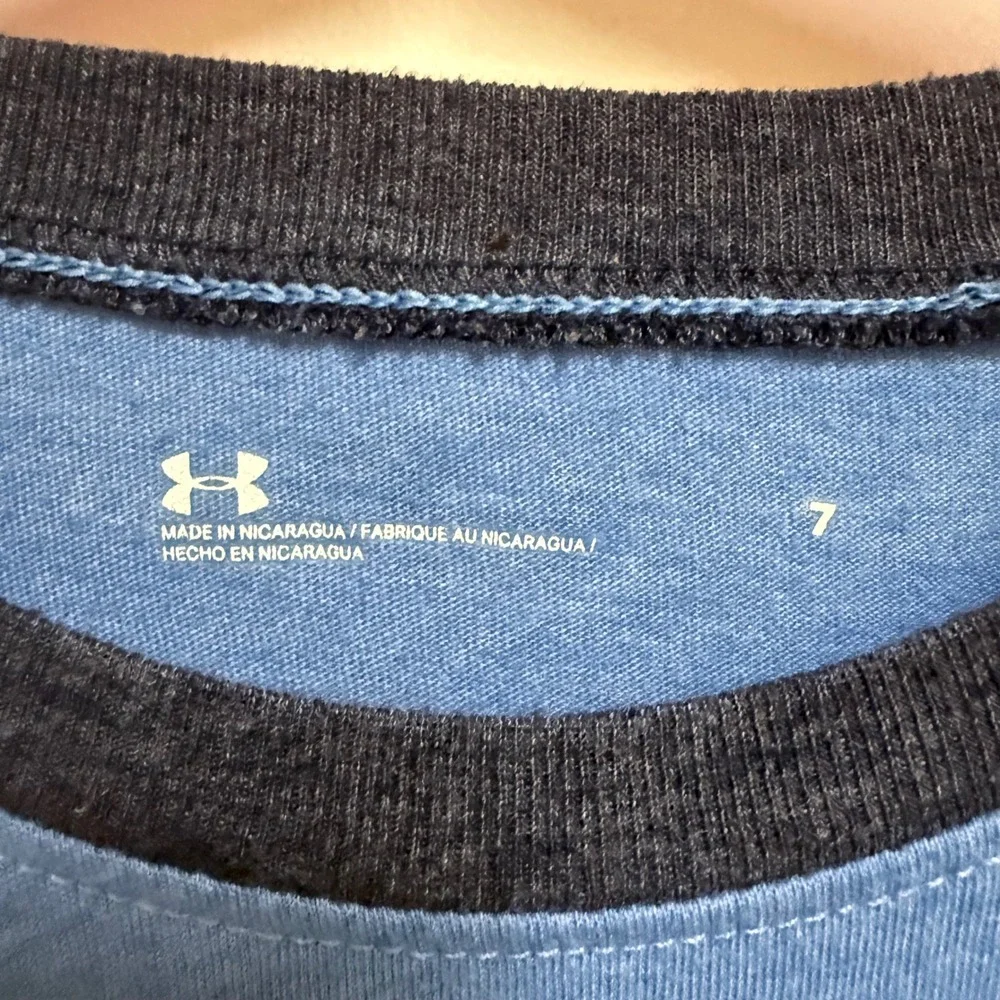 Under Armour Kids Blue Raglan Long Sleeve Logo Tee Shirt UAFEA30E-433 7 Baseball